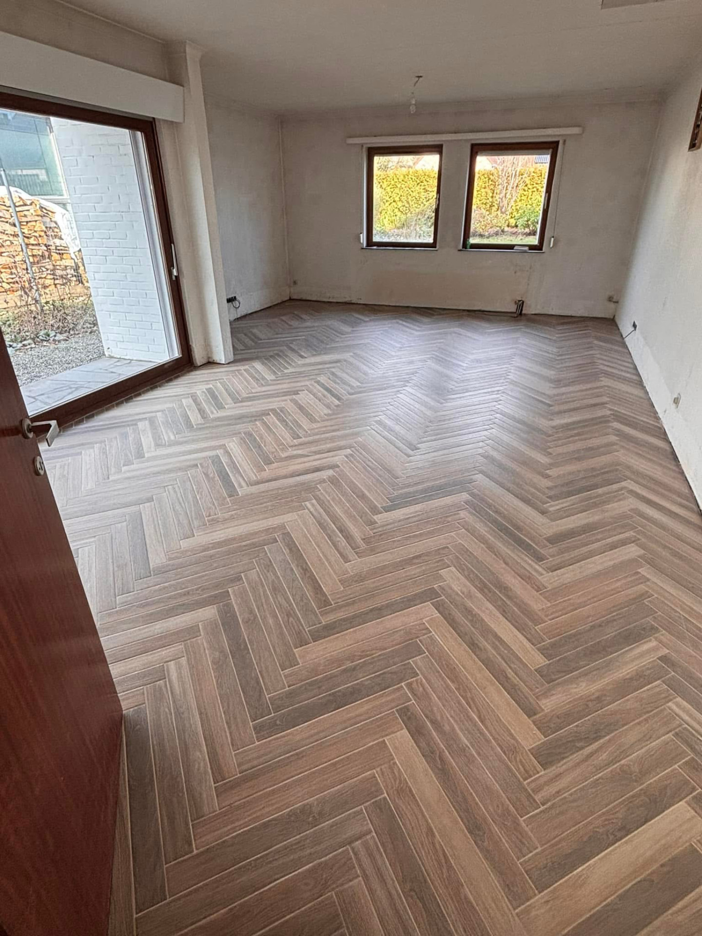 Carrelage effet parquet en chevrons