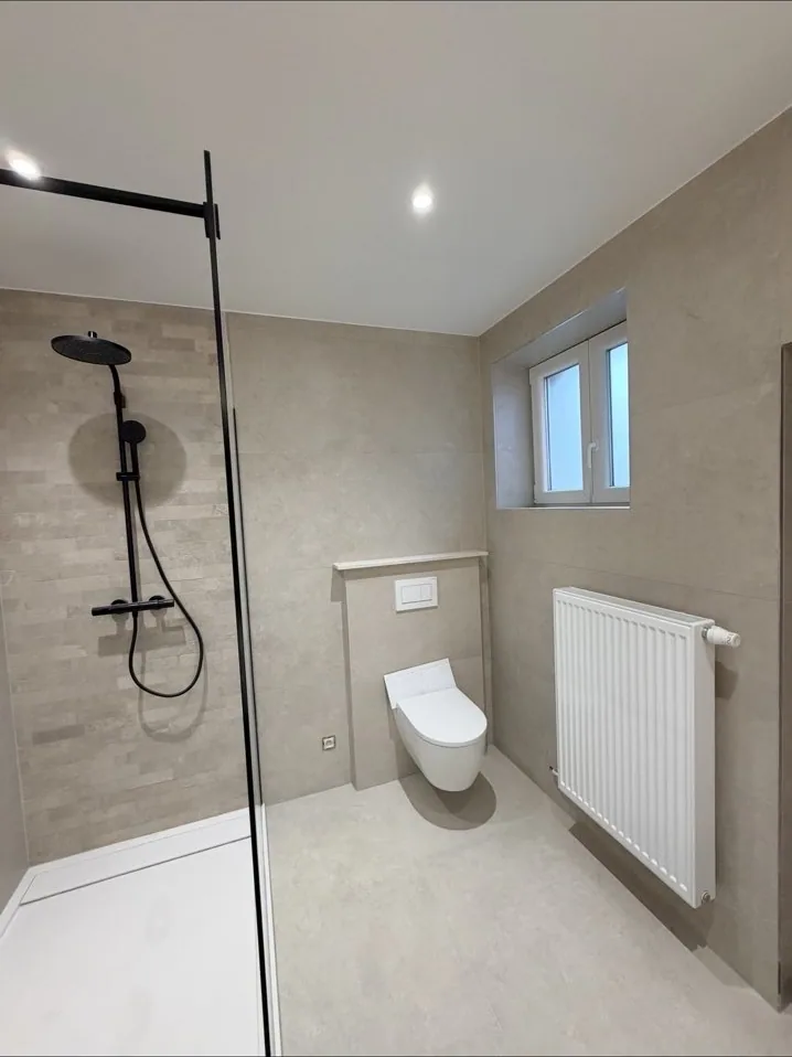 Douche et WC dans la salle de bain rénovée
