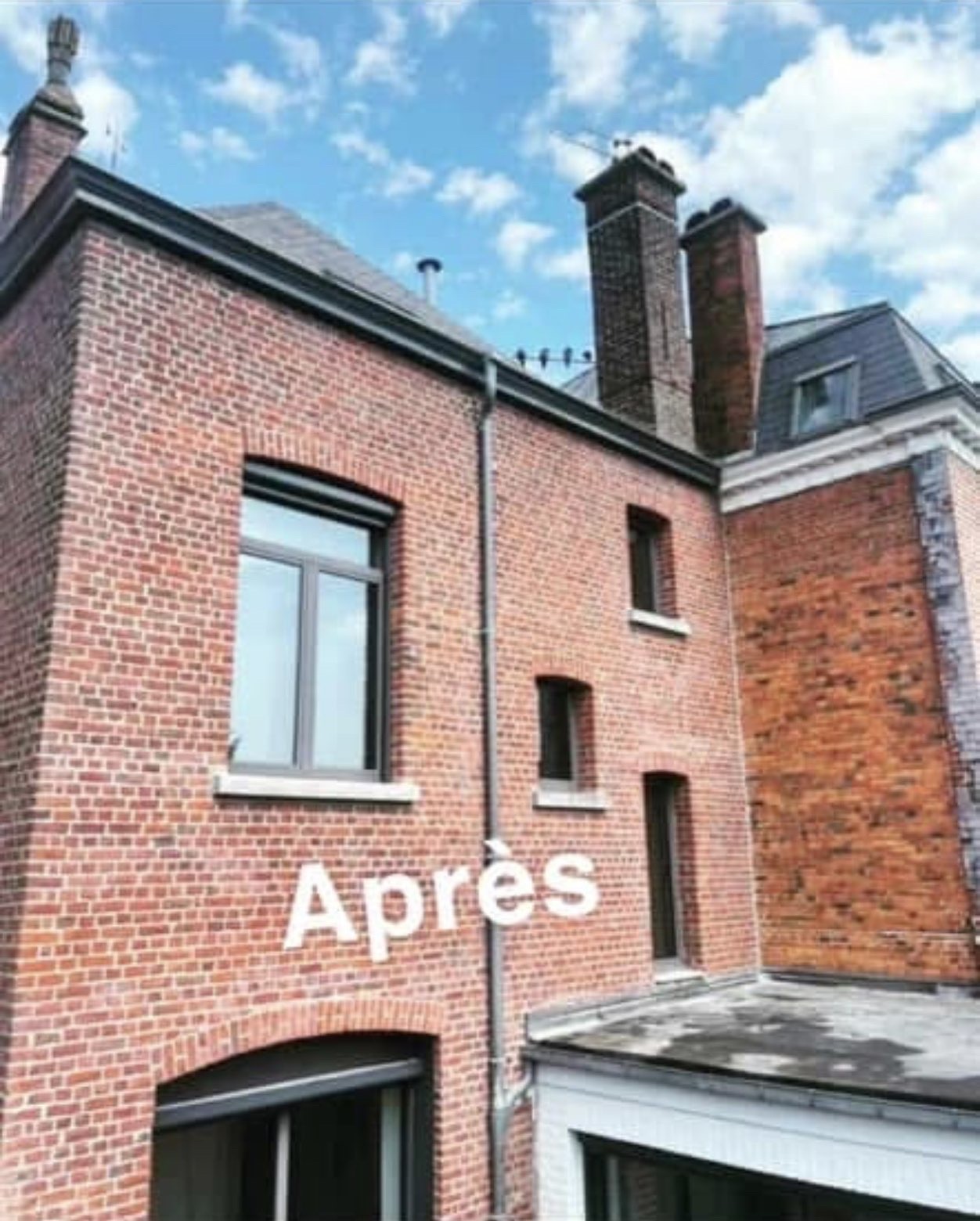 Façade en briques après rénovation et rejointoyage