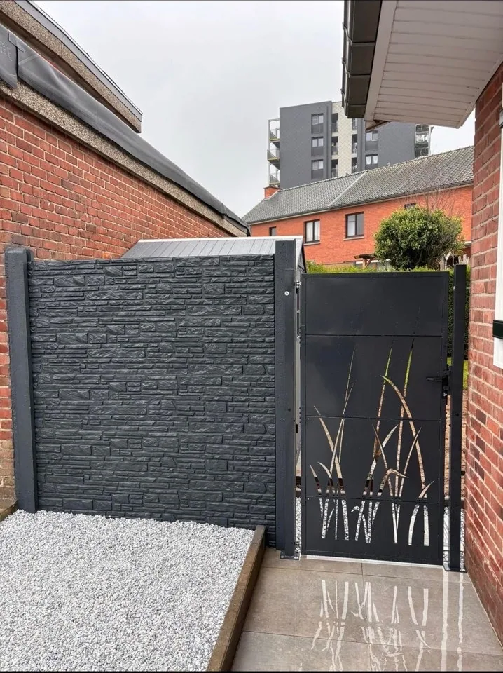 Portail décoratif noir et clôture anthracite